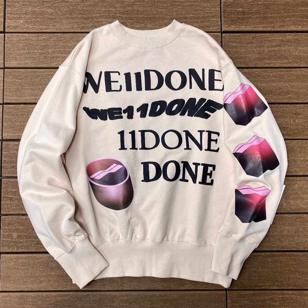 We11 Done Letter Logo Print Round Neck Long Sleeve Sweatshirt